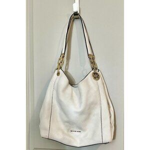 Michael Kors Optic White Large Charm Shoulder Tote